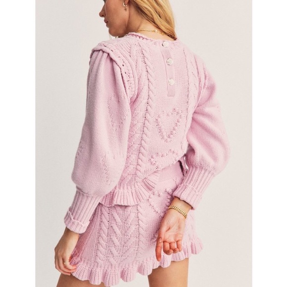 LOVESHACKFANCY Calantha Pullover Sweater & Brendana Knit Mini Skirt Set Size S - Picture 5 of 12